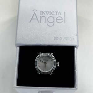 INVICTA Mini Angel Quartz Crystal Silver Dial Ladies Men’s Silver Ring Watch NWB